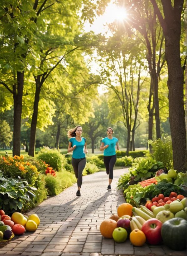 a green working space with laptop, notes, plants, computer